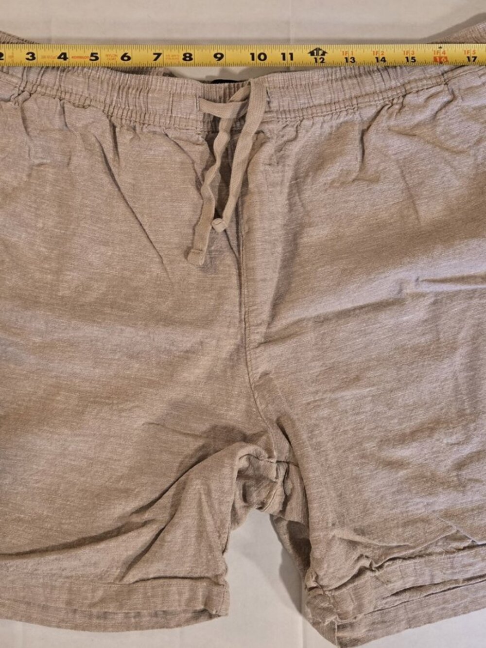 Gap Mens XL Linen Cotton Pull On Shorts Tan Oatmeal Drawstring Elastic Waist